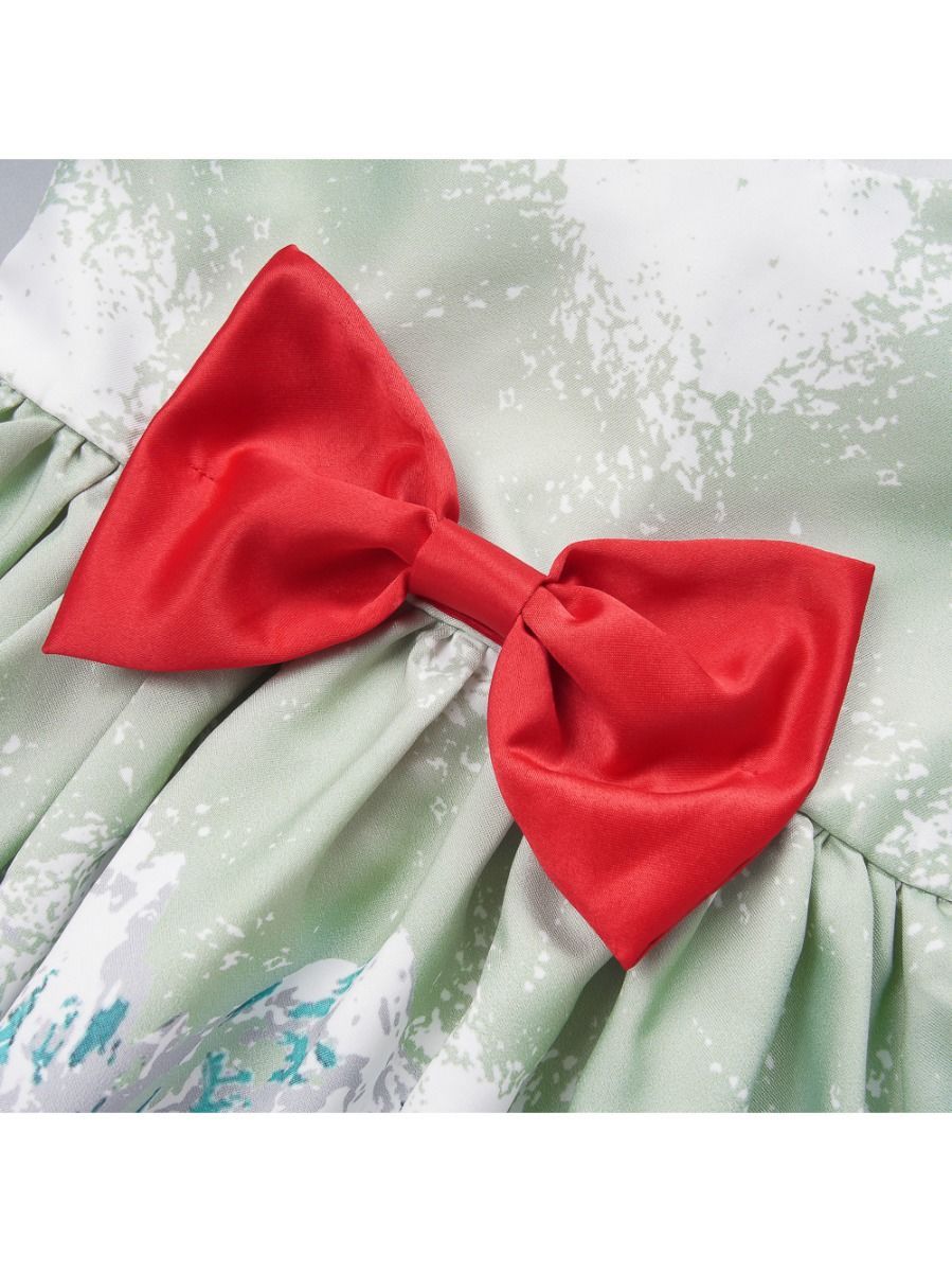 Big Girl Christmas Theme Big Bow Sleeveless Dress - dianjiang-