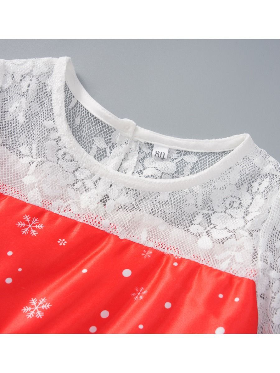 Christmas Theme Toddler Little Girl Mesh Patchwork Dress - dianjiang-