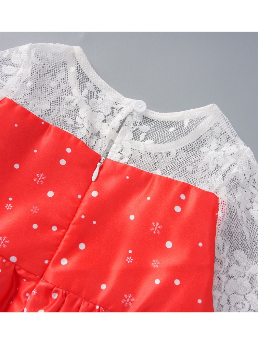 Christmas Theme Toddler Little Girl Mesh Patchwork Dress - dianjiang-