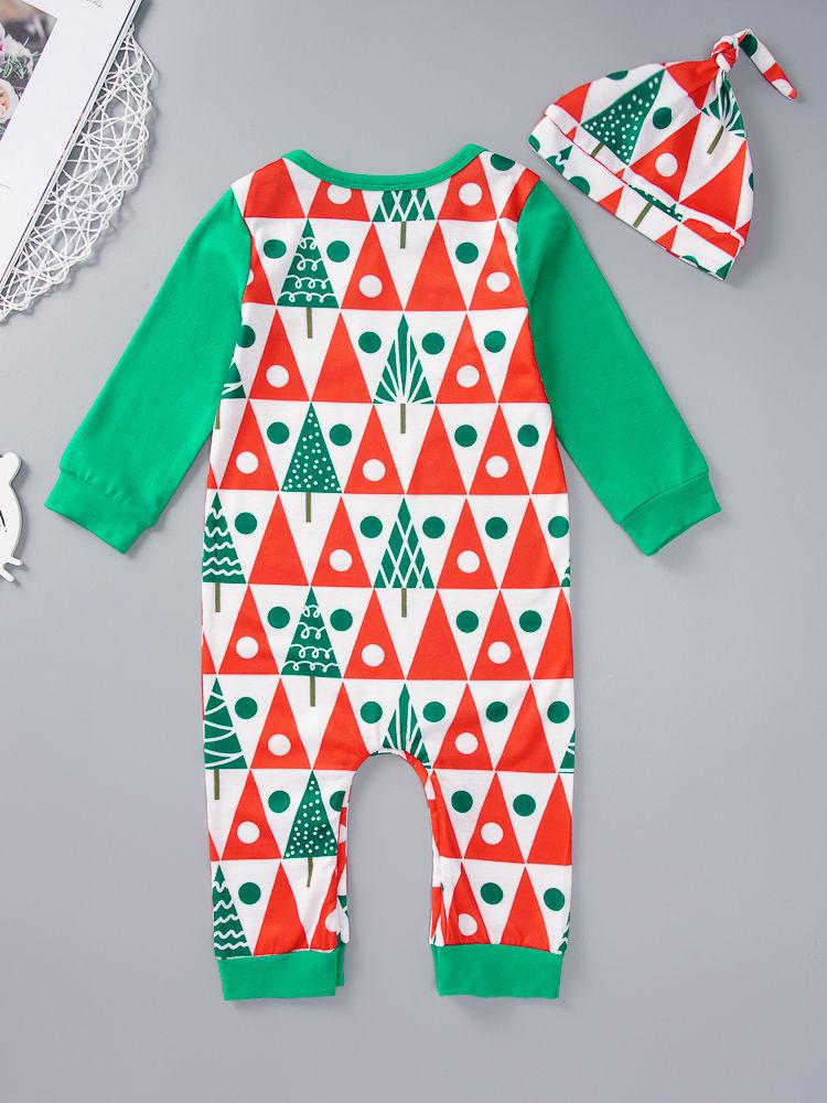2-Piece Christmas Tree  Baby Coveralls Matching Hat - dianjiang-
