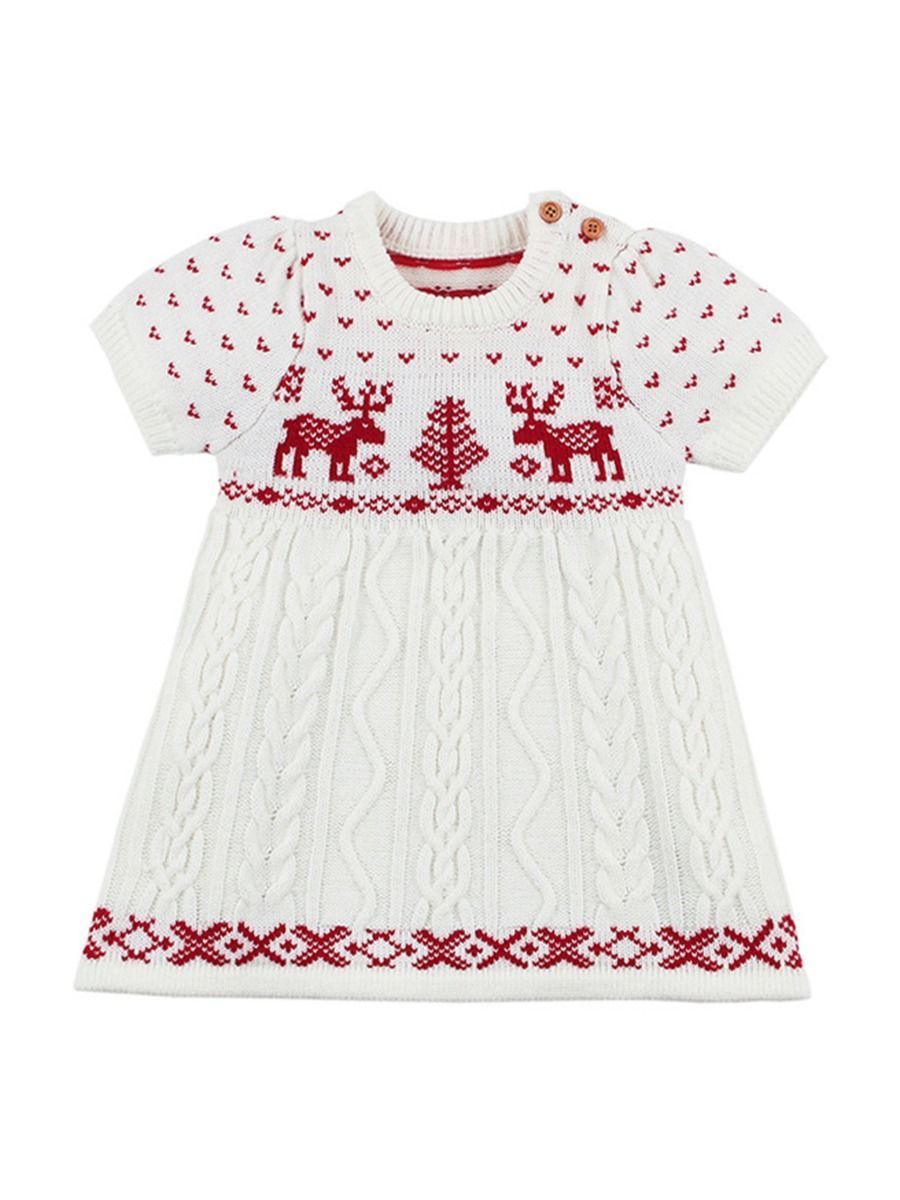 Christmas Tree Deer Crochet Knit Dress - dianjiang-