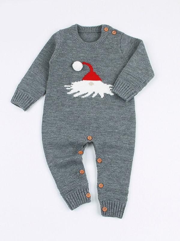 Christmas Pom Hat Baby Crochet Onesies Overall - dianjiang-
