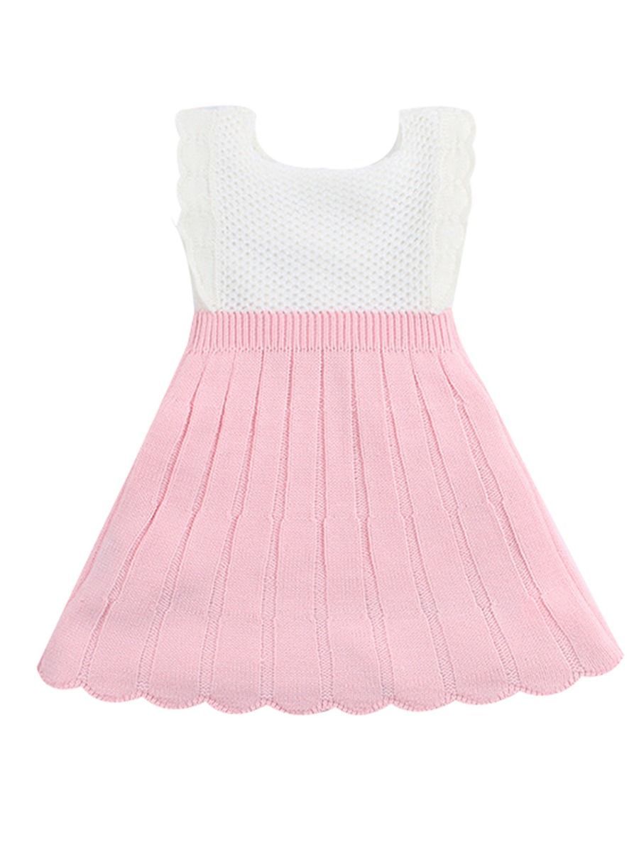 Color-blocking Knitwear Sleeveless Dress For Summer Baby Toddler Girl - dianjiang-