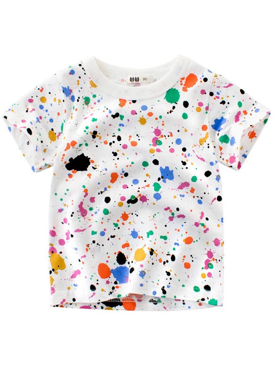 Colorful Print Toddler Little Kids T-shirt Summer - dianjiang-