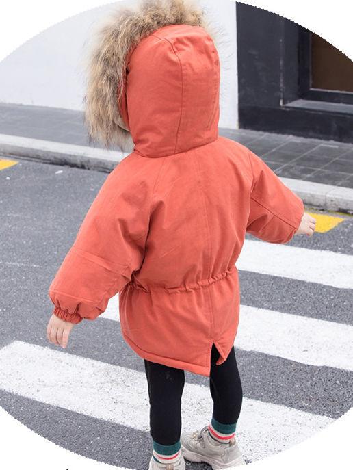 Cool Toddler Girls Faux Fur Trim Elastic Waist Parka Coat - dianjiang-