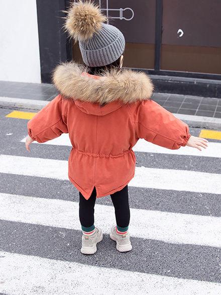 Cool Toddler Girls Faux Fur Trim Elastic Waist Parka Coat - dianjiang-