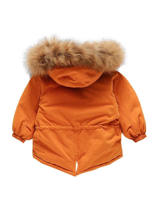 Cool Toddler Girls Faux Fur Trim Elastic Waist Parka Coat - dianjiang-