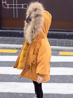 Cool Toddler Girls Faux Fur Trim Elastic Waist Parka Coat - dianjiang-