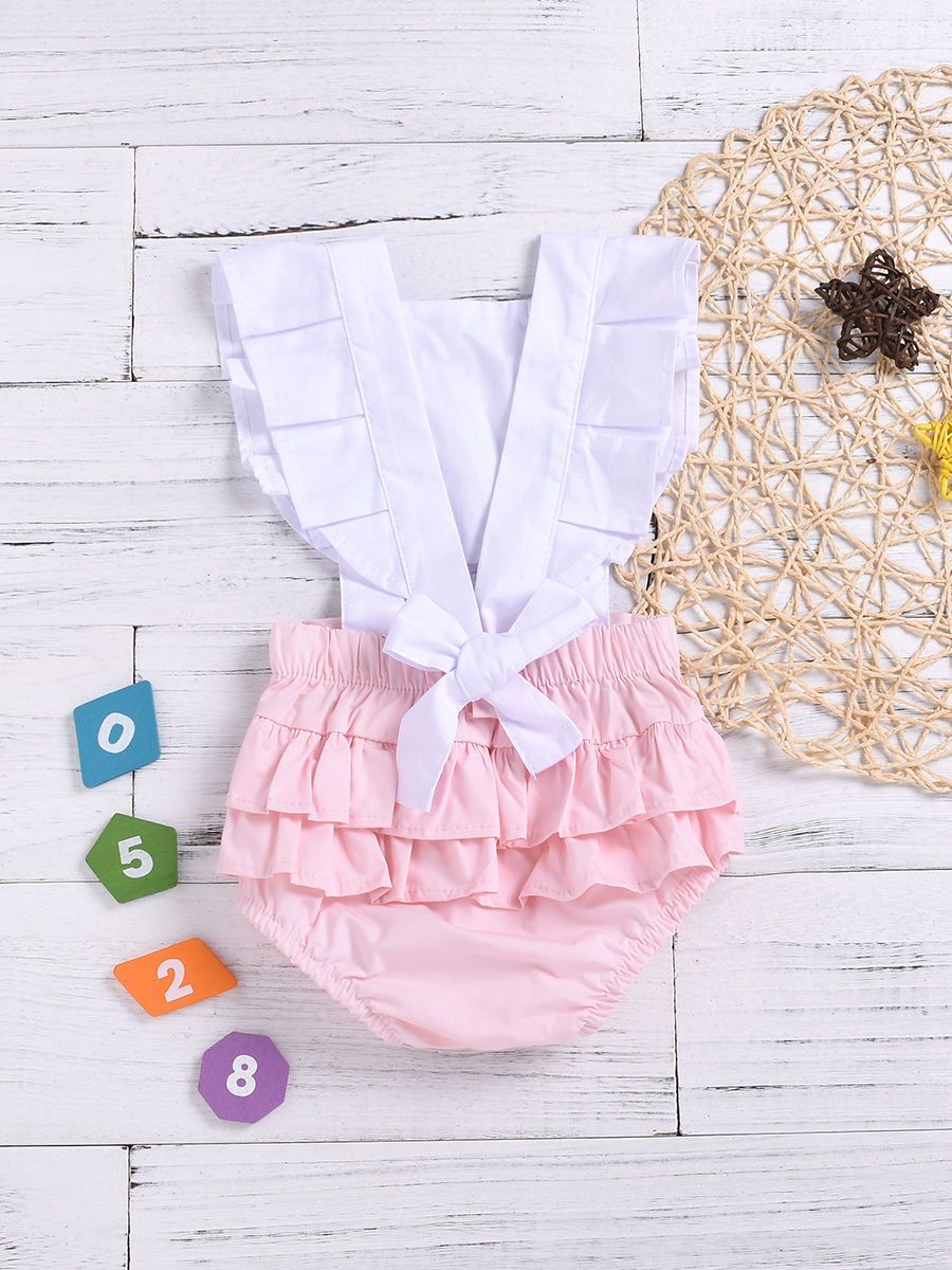 High Summer Bodysuit Cotton Blend Baby Girl Lace Frilled Romper - dianjiang-