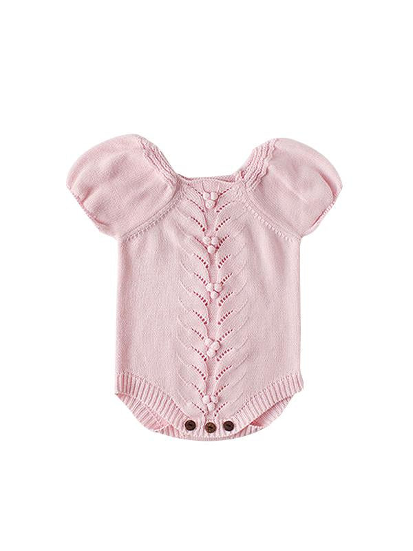 Puff Sleeve Knitwear Cotton Romper Baby Girls Bodysuit - dianjiang-