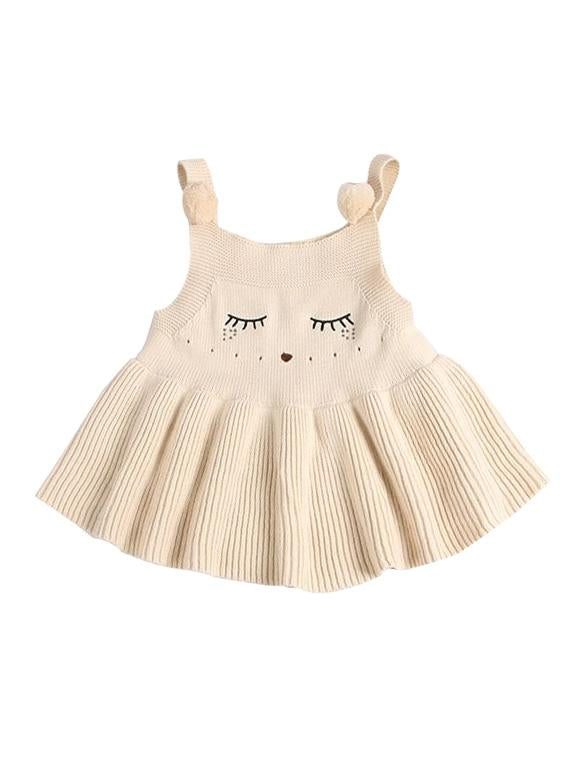 Sleeveless Pleated Strapped Knitwear Cotton Knitted Dress - dianjiang-