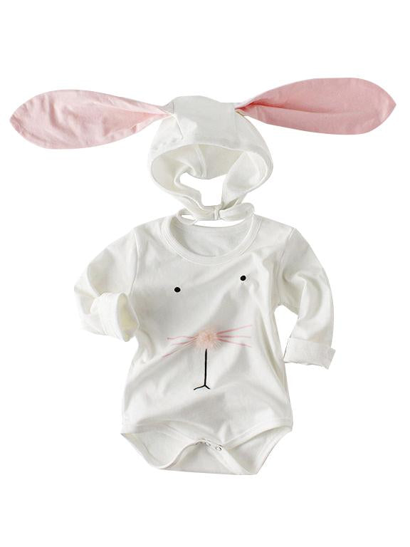Spanish Style Baby Easter Clothes Set Long Sleeve Cotton Romper+Bunny Ear Detachable Hat - dianjiang-