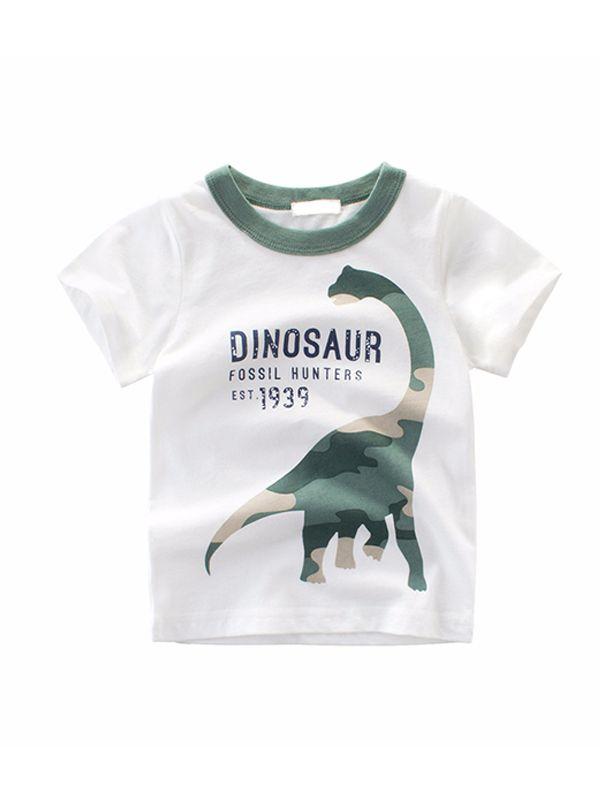 Summer Cartoon Dinosaurs Print Top Cotton Tee Short-sleeve T-shirt - dianjiang-