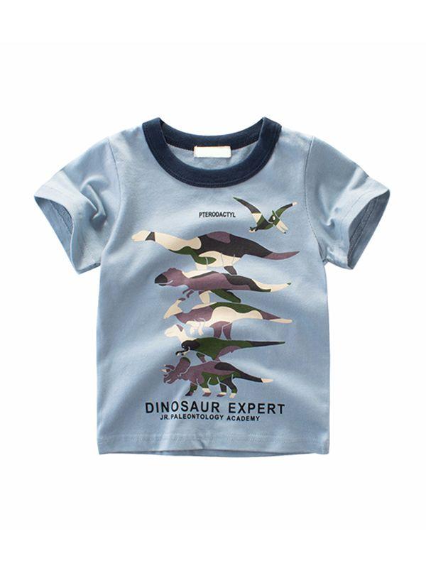 Summer Cartoon Dinosaurs Print Top Cotton Tee Short-sleeve T-shirt - dianjiang-