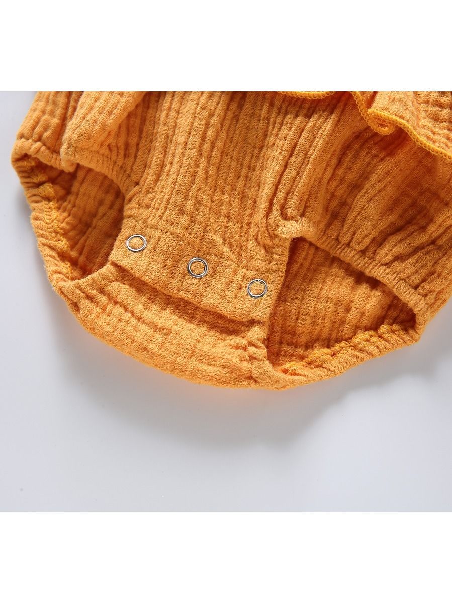 Crinkle Gauze Backless Ruffle Solid Color Bodysuit - dianjiang-