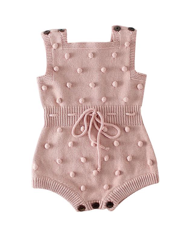 Knitting Wool Dots Suspender Bodysuit Crochet Cotton Romper Spanish Style Baby Clothes - dianjiang-