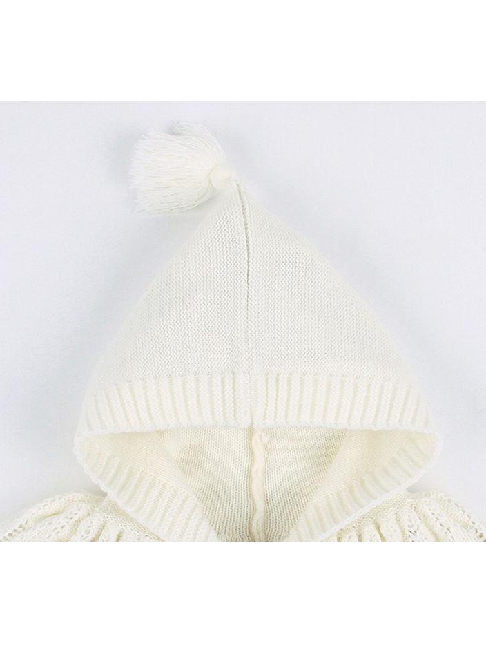 Solid Color Crochet Hooded Poncho For Toddler Kids - dianjiang-