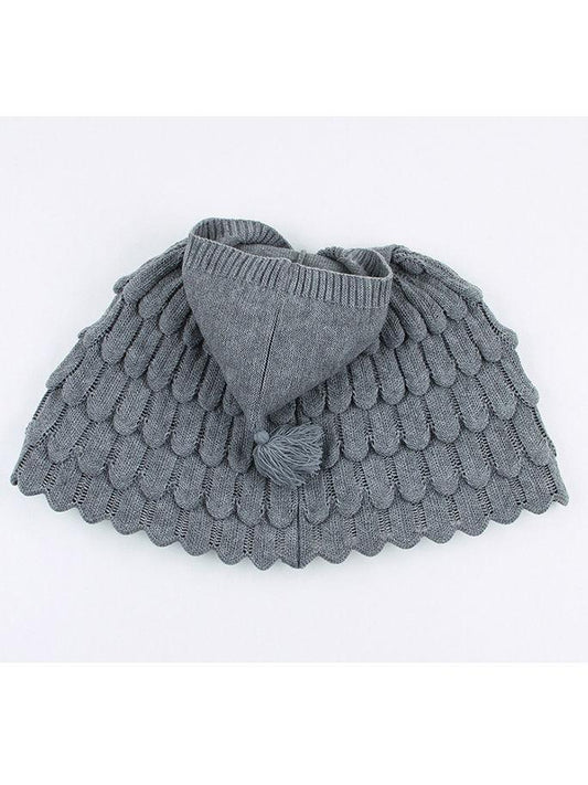 Solid Color Crochet Hooded Poncho For Toddler Kids - dianjiang-