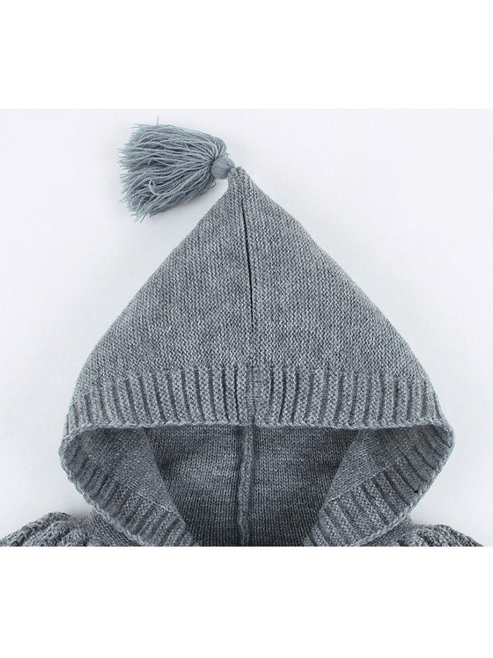 Solid Color Crochet Hooded Poncho For Toddler Kids - dianjiang-