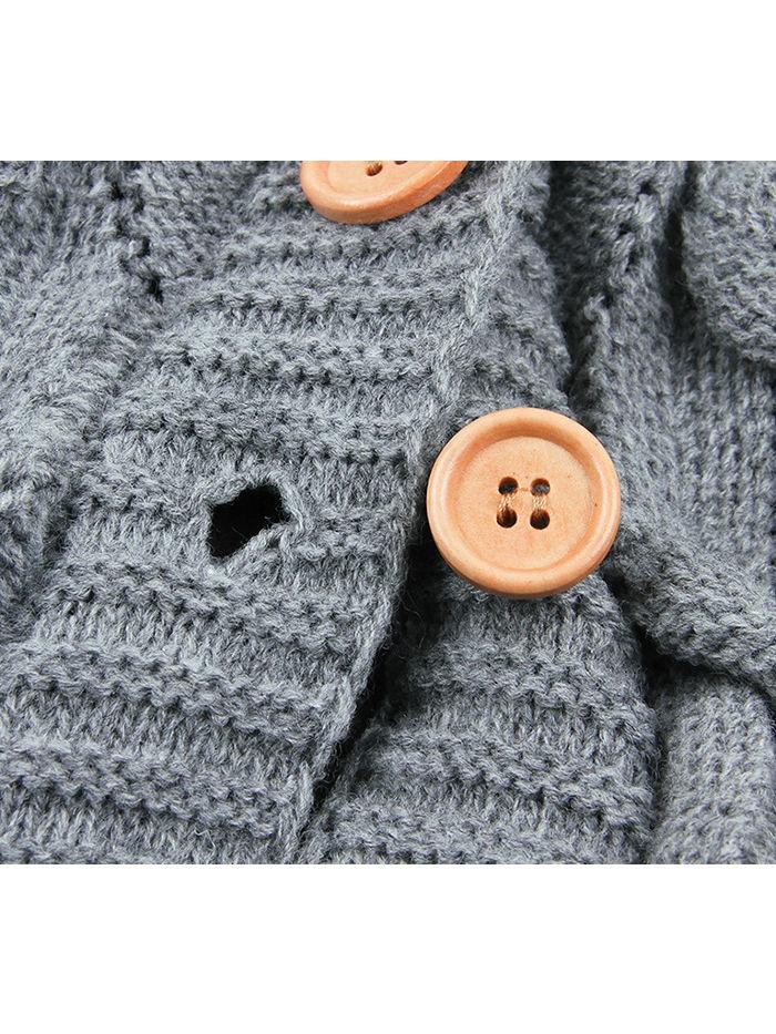 Solid Color Crochet Hooded Poncho For Toddler Kids - dianjiang-