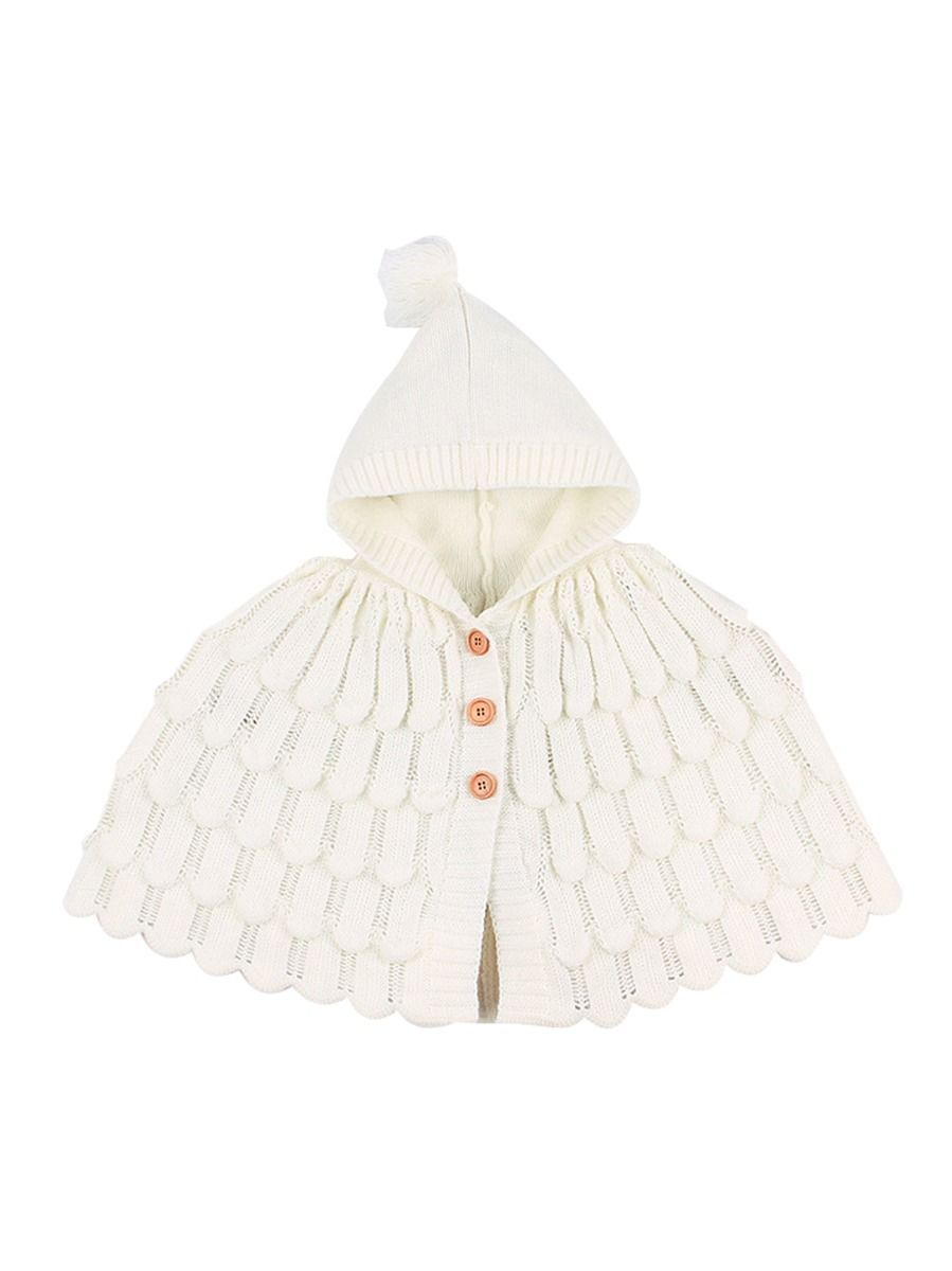 Solid Color Crochet Hooded Poncho For Toddler Kids - dianjiang-