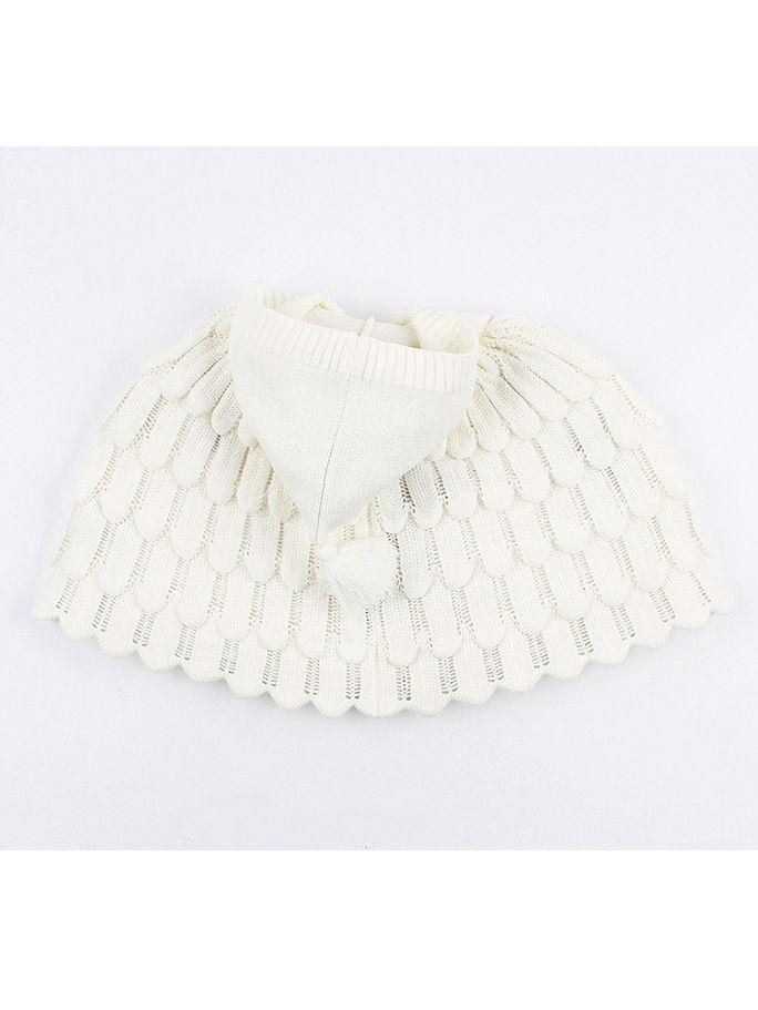 Solid Color Crochet Hooded Poncho For Toddler Kids - dianjiang-