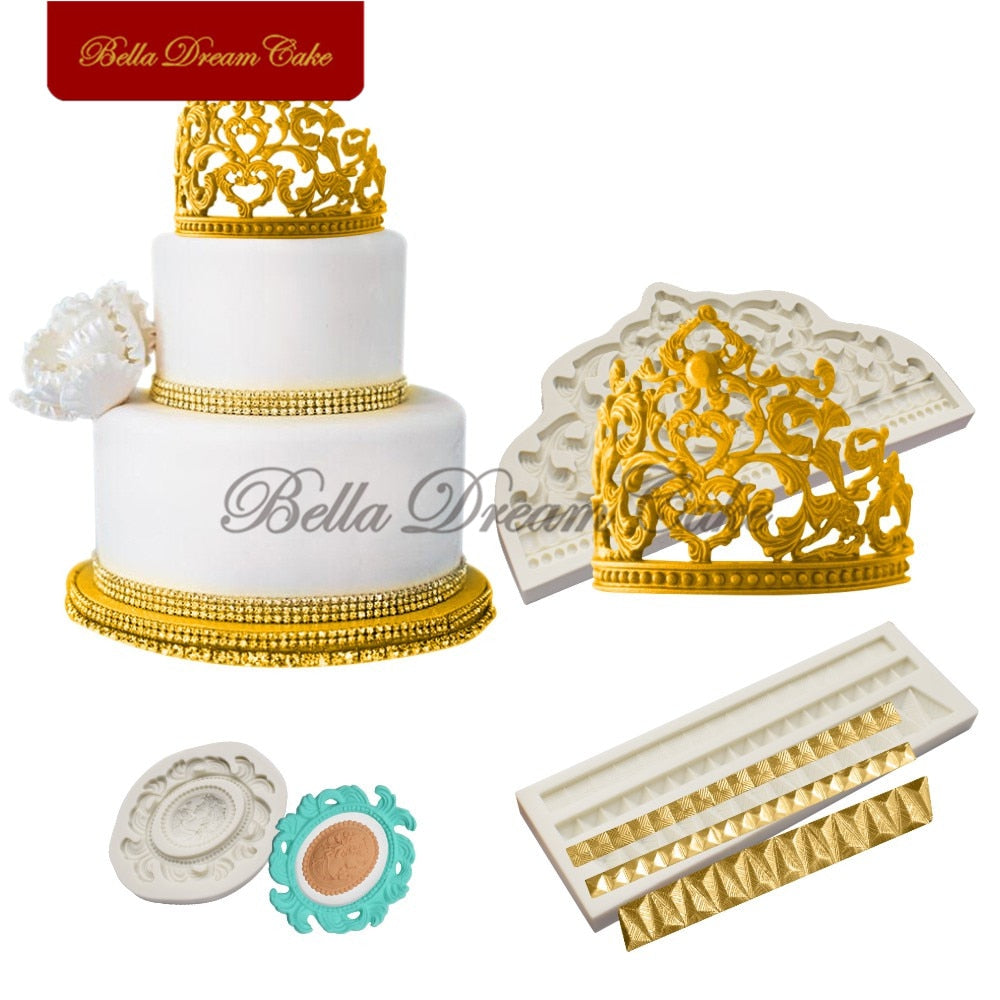 Crown Silicone Mold Cake Border Moulds Fondant Sugarcraft Mould For Wedding Decoration Cake Decorating Tools Kitchen Accessories - dianjiang-