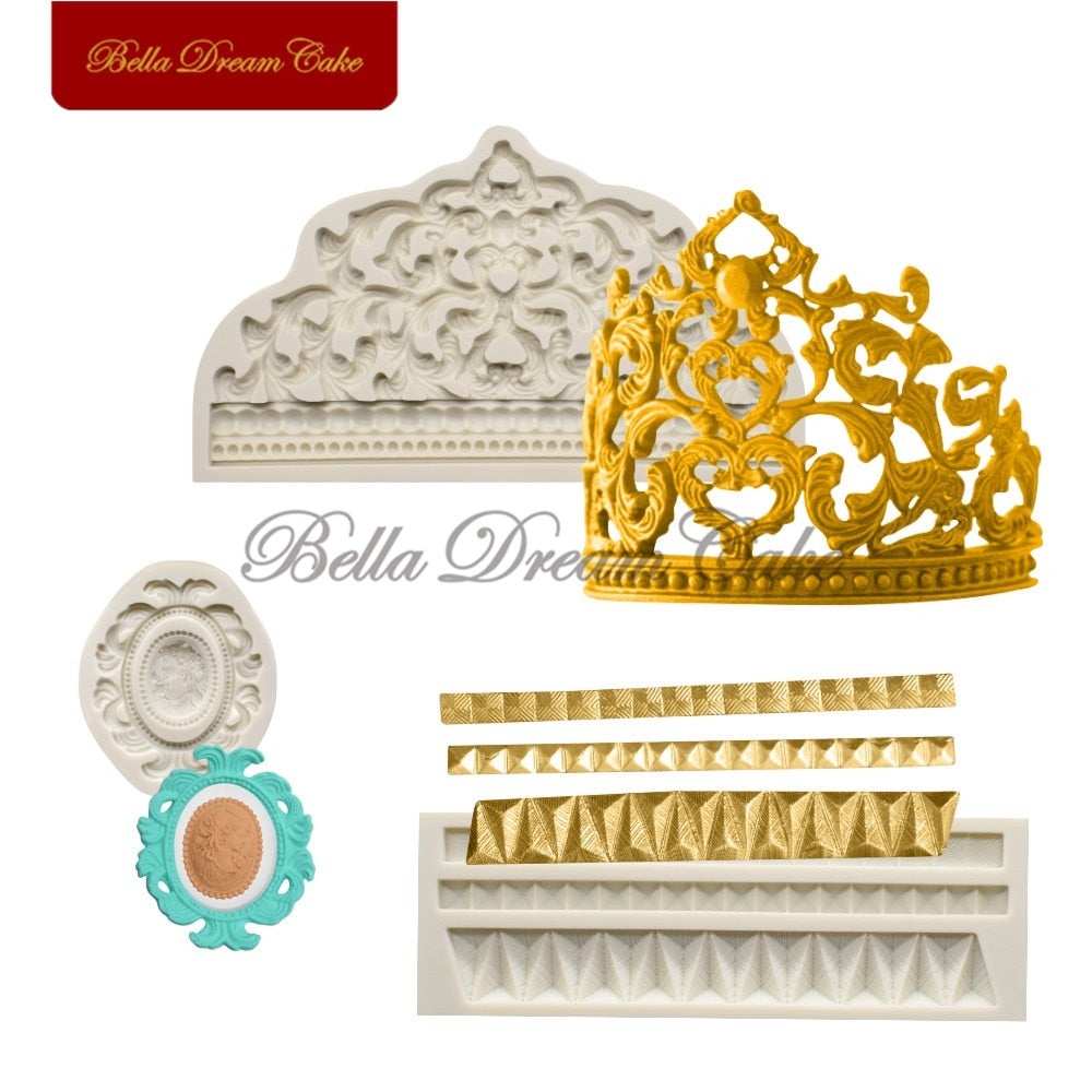 Crown Silicone Mold Cake Border Moulds Fondant Sugarcraft Mould For Wedding Decoration Cake Decorating Tools Kitchen Accessories - dianjiang-
