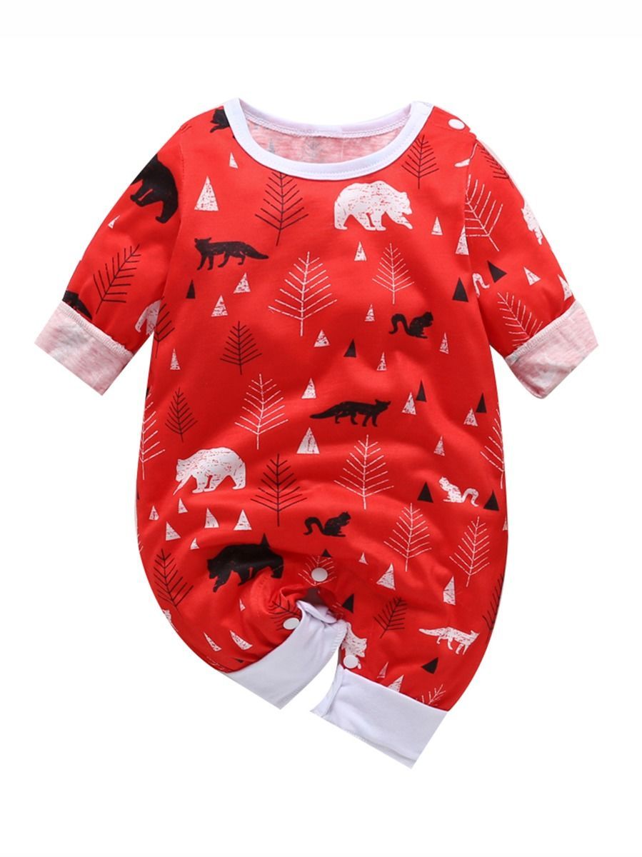 Cute Baby Animal Print Long-sleeved Jumpsuit - dianjiang-