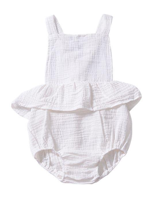 Cute Baby Backless Ruffled Muslin Onesie - dianjiang-