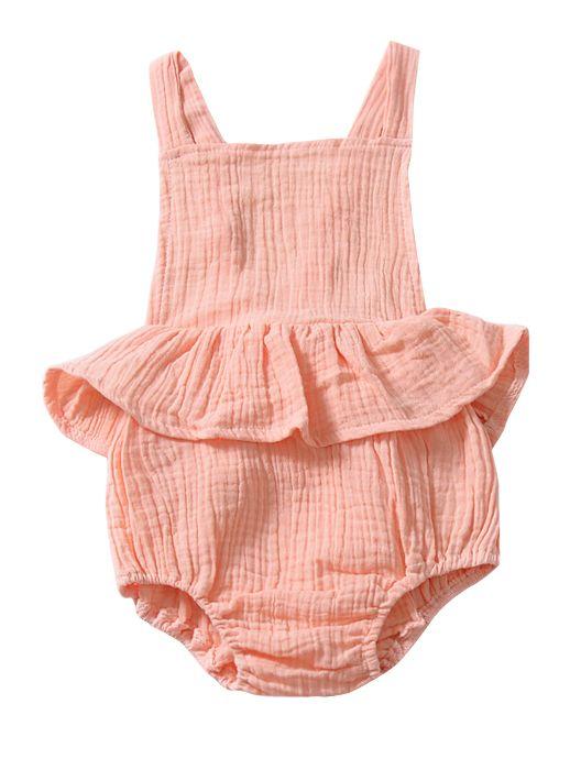 Cute Baby Backless Ruffled Muslin Onesie - dianjiang-