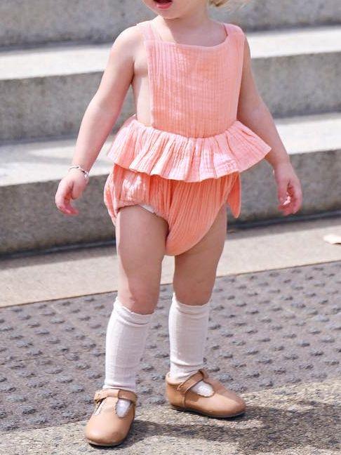Cute Baby Backless Ruffled Muslin Onesie - dianjiang-