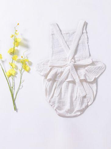 Cute Baby Backless Ruffled Muslin Onesie - dianjiang-