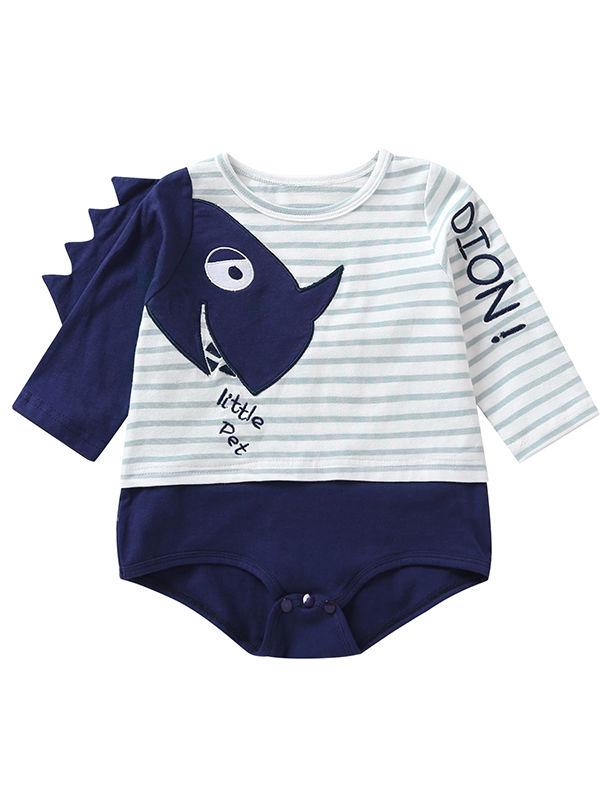Cute Baby Boys Dinosaur Striped Onesie - dianjiang-
