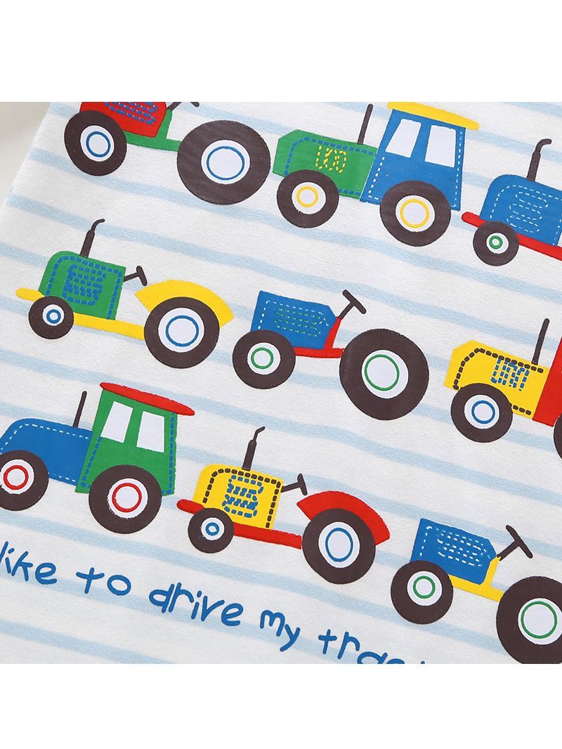 Cute Baby Boys Onesie Cartoon Tractor Short-sleeved Bodysuit - dianjiang-
