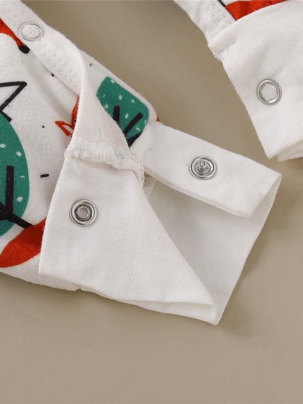 Cute Baby Fox & Tree/Heart Cartoon Hooded With Ears Autumn Jumpsuit One Piece Bodysuit - dianjiang-