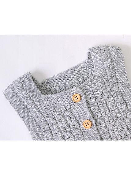 Cute Baby Solid Color Front Button Knitted Overall - dianjiang-
