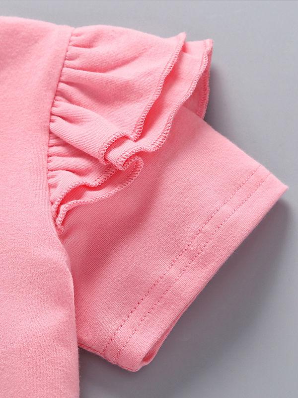 Cute Baby Girl 2-Piece Outfit Pink T-shirt Matching Cactus Jumper Skirt - dianjiang-