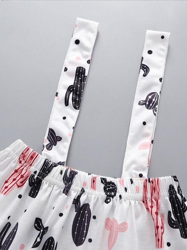 Cute Baby Girl 2-Piece Outfit Pink T-shirt Matching Cactus Jumper Skirt - dianjiang-