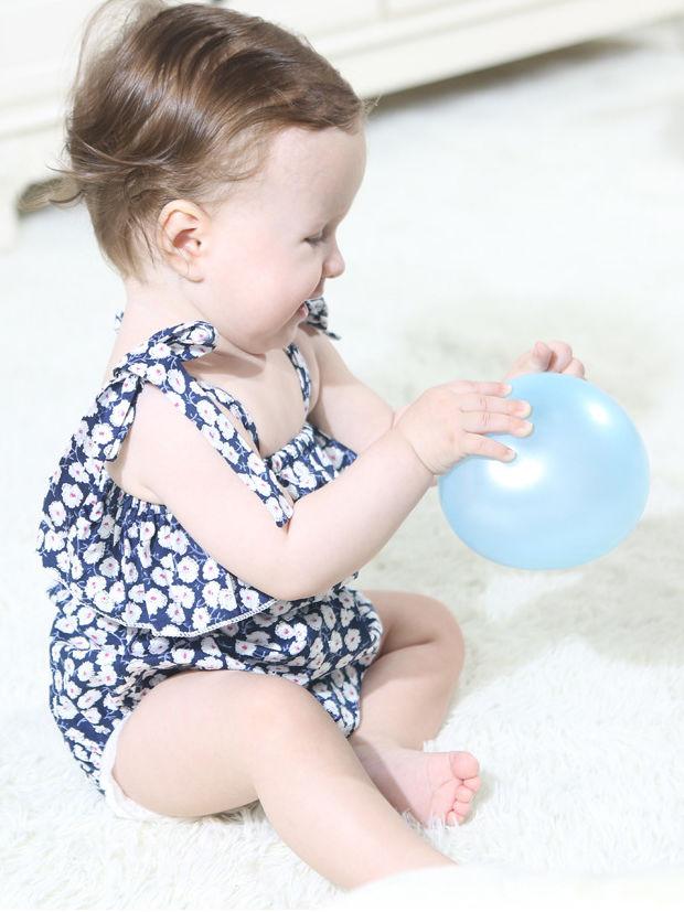 Cute Baby Girl 3 Colors Floral Lace-up Romper Summer Bodysuit - dianjiang-