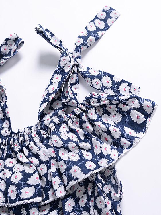 Cute Baby Girl 3 Colors Floral Lace-up Romper Summer Bodysuit - dianjiang-