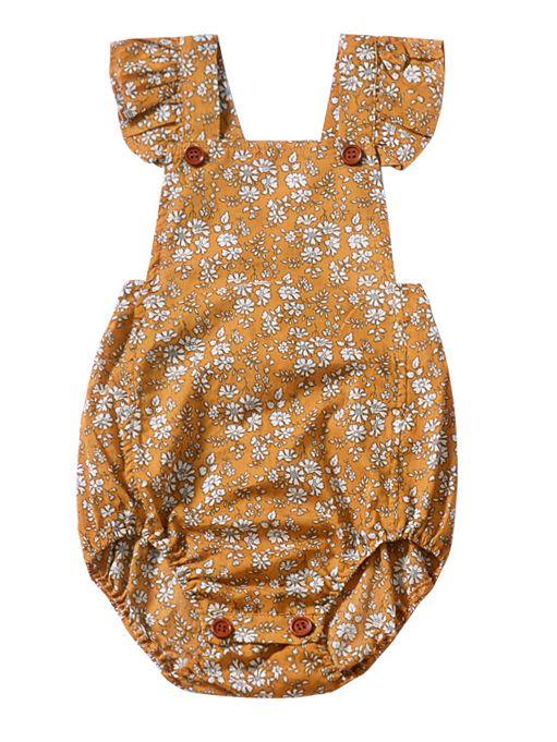 Cute Baby Girl Ruffle Sleeve Floral Onesie Bodysuit - dianjiang-