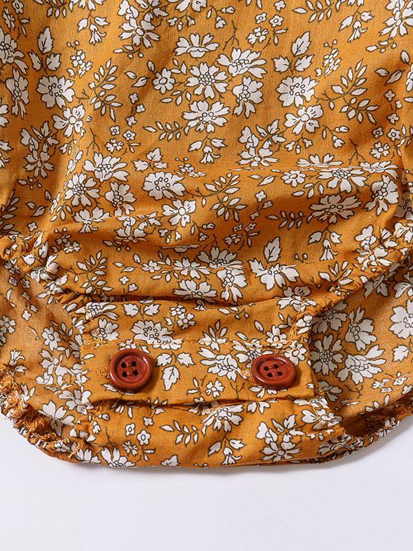 Cute Baby Girl Ruffle Sleeve Floral Onesie Bodysuit - dianjiang-