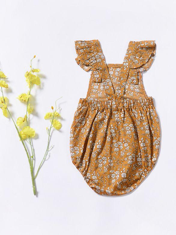 Cute Baby Girl Ruffle Sleeve Floral Onesie Bodysuit - dianjiang-