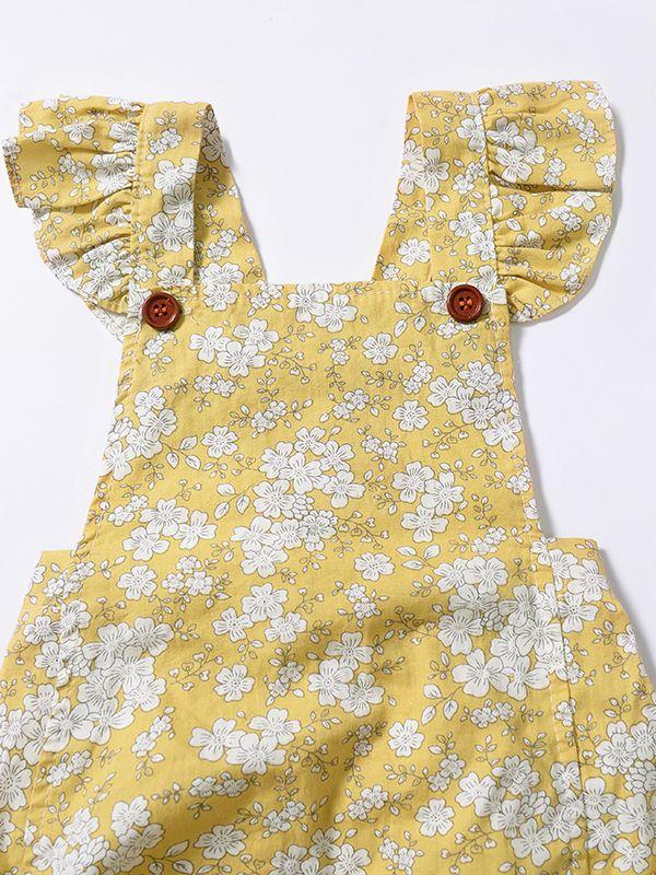 Cute Baby Girl Ruffle Sleeve Floral Onesie Bodysuit - dianjiang-
