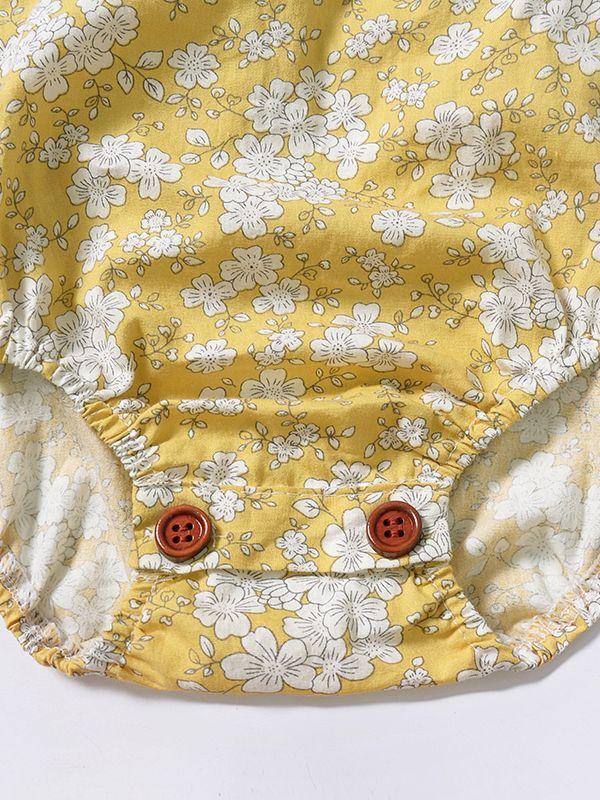 Cute Baby Girl Ruffle Sleeve Floral Onesie Bodysuit - dianjiang-