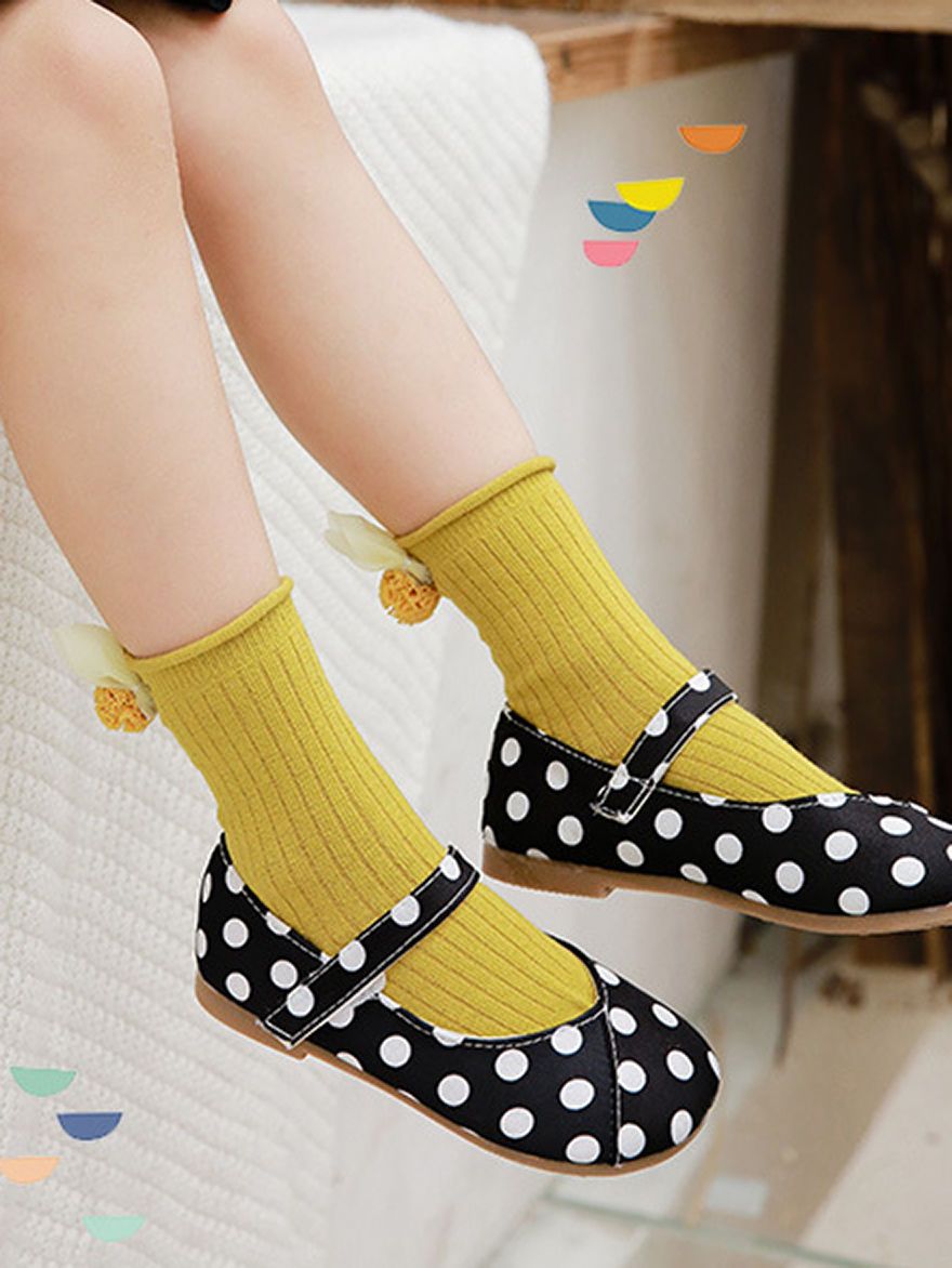 4 Pair/Pack Cute Baby Toddler Girl Solid Color Flower Trim Socks - dianjiang-