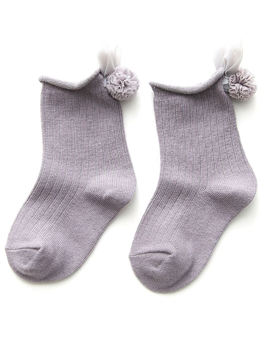 4 Pair/Pack Cute Baby Toddler Girl Solid Color Flower Trim Socks - dianjiang-