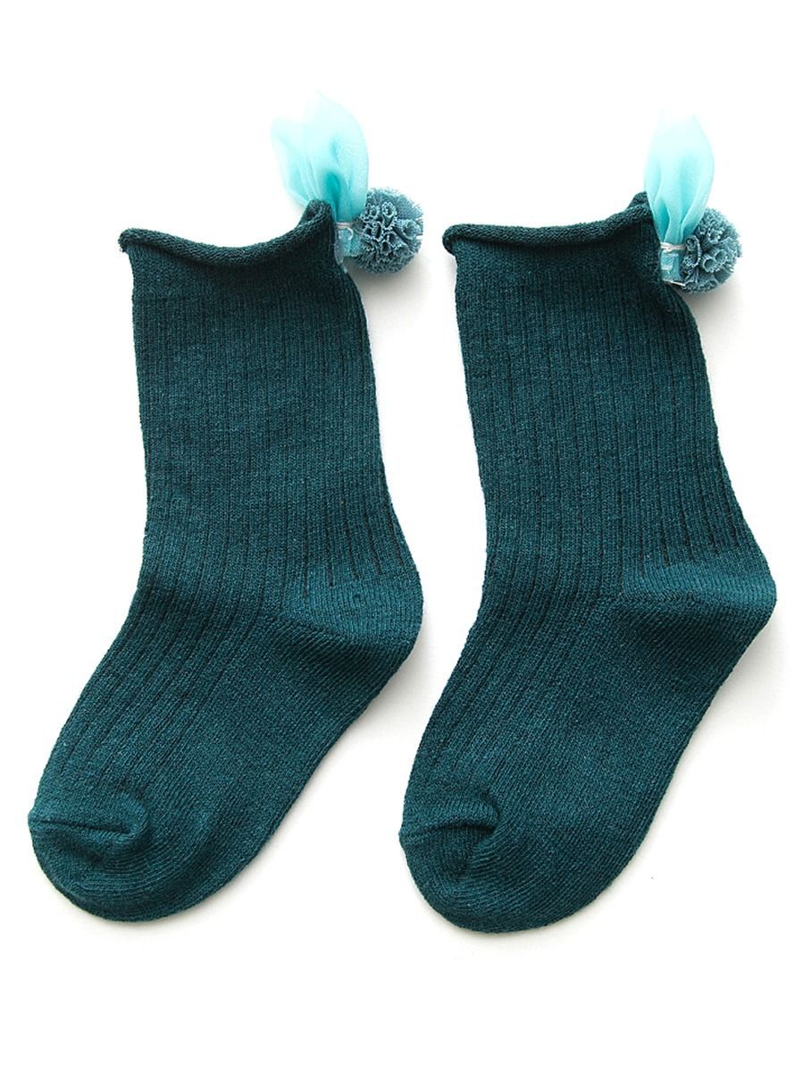 4 Pair/Pack Cute Baby Toddler Girl Solid Color Flower Trim Socks - dianjiang-