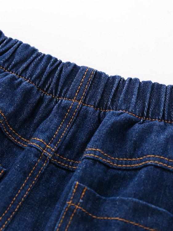 Cute Baby Toddler Girl Smile Face Letters Printed Blue Jeans - dianjiang-